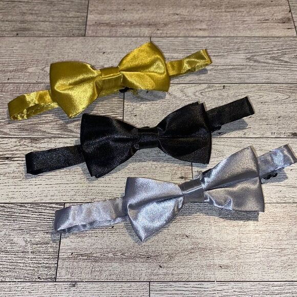 Youth Adjustable 4” Bow Tie Bundle, Metallic - Picture 9 of 11
